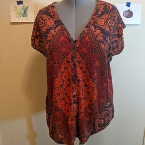Lucky Brand Paisley Button Front